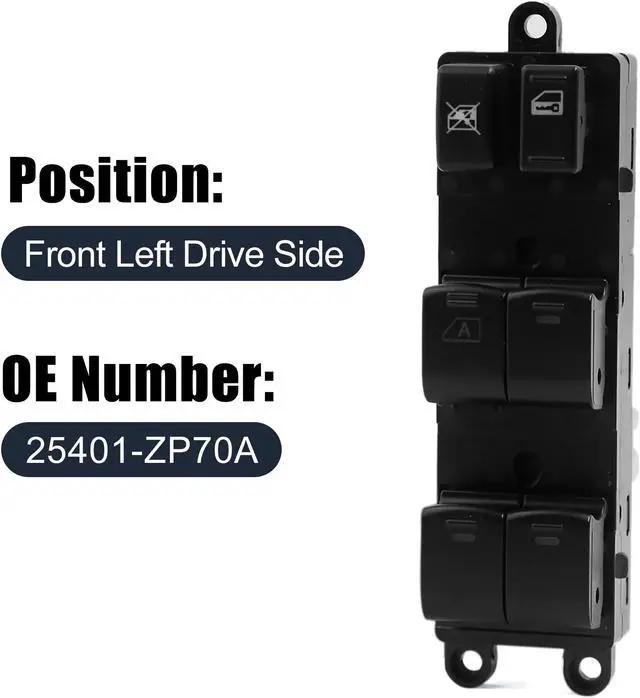 Alt view image 2 of 3 - Unique Bargains Black Power Window Master Switch 25401-ZP70A Fits 2005-2012 Frontier Crew Cab