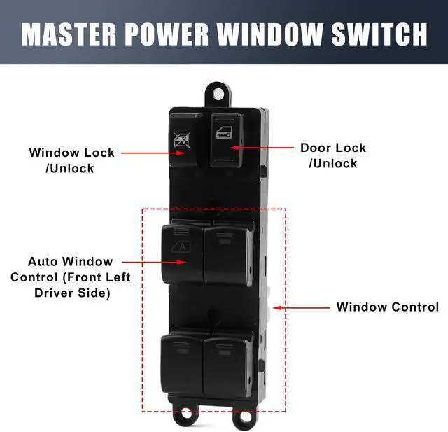 Alt view image 3 of 3 - Unique Bargains Black Power Window Master Switch 25401-ZP70A Fits 2005-2012 Frontier Crew Cab