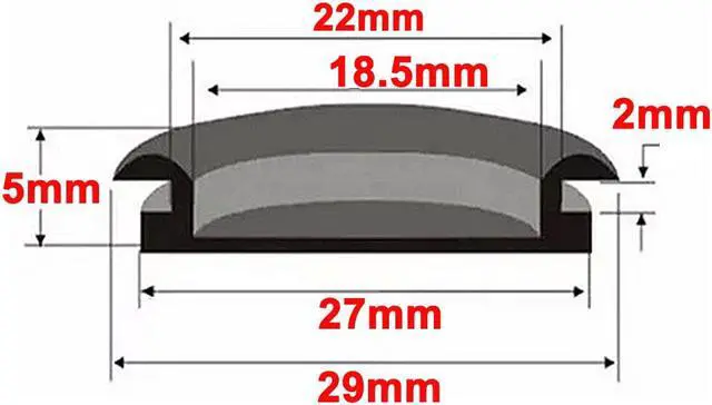 Alt view image 4 of 4 - 5pcs Black Rubber Closed Blind Blanking Hole Wire Cable Gasket Grommets 22mm