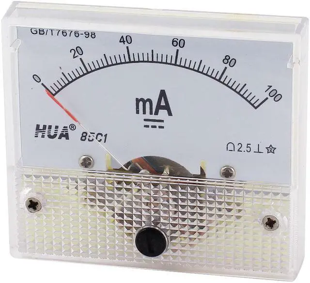 Main image of Analog Current Panel Meter DC 0-100mA 85C1 Ammeter 64x49x56mm for Automotive Circuit Testing Charging Battery Ampere Tester Gauge Pack of 1