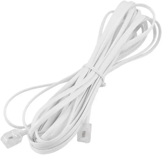 Main image of Unique Bargains 5M 16.4ft 6P2C RJ11 Male Connector Fax Modem Telephone Cable Wire White