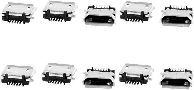 Main image of Unique Bargains 10 Pieces Micro USB Female Type B 5-Pin SMT SMD Socket Jack PCB Connector Port