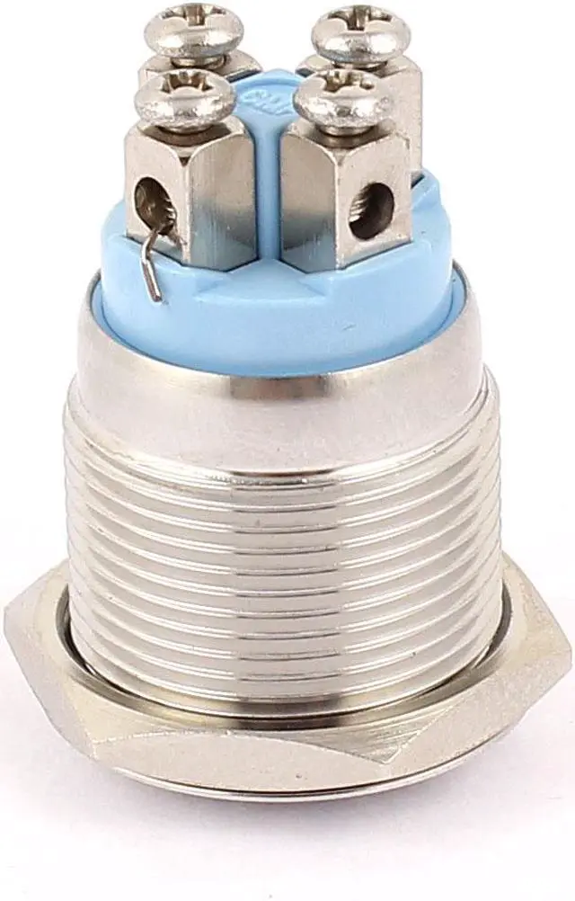 Alt view image 2 of 4 - DC 12V Blue LED Light 19mm 4Pins DPST Ball Head Momentary Push Button Switch