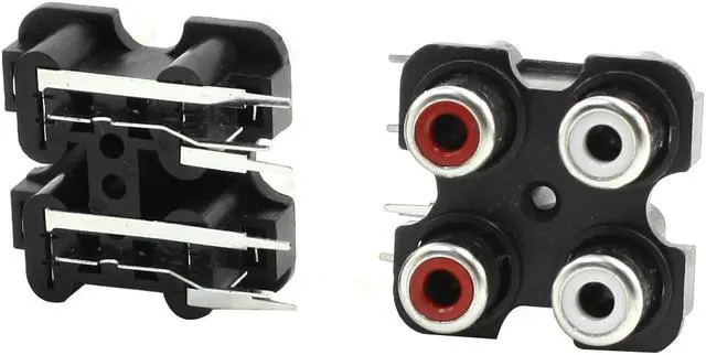 Main image of Side PCB Mount RCA-407 Audio Video 4 Female RCA AV Concentric Socket 2 Pcs