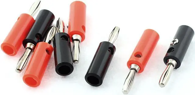 Main image of Audio Speaker Cable Wire 4mm Banana Plug Connector Adapter Black Red 4 Pairs