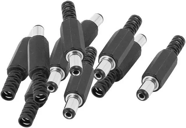 Main image of 10 Pcs 5.5mmx2.1mm Male Plug DC Power Jack Connector Socket Adapter Black