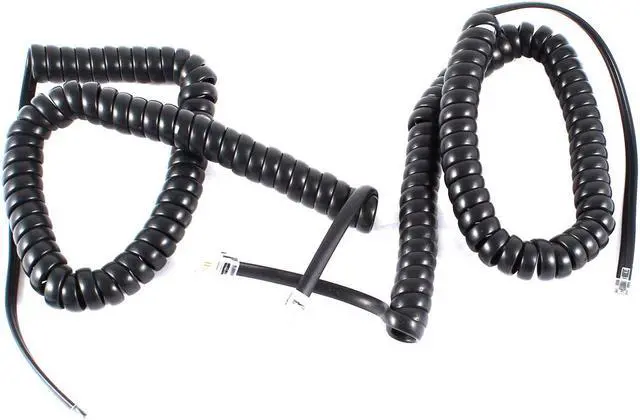 Main image of Unique Bargains 2 Pcs 3 Meters RJ9 4P4C Plug Coiled Stretchy Telephone Handsets Cable Black