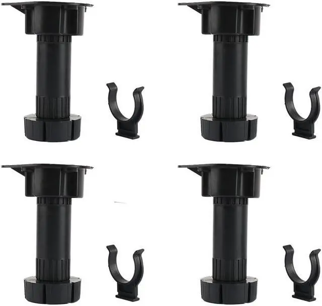 Main image of Kitchen Bedroom Plastic Adjustable Cabinet Legs Foot Black 4pcs