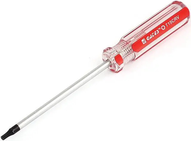 Main image of Clear Red Plastic Handle 3mm Tip T15 Magnetic Torx Security Screwdriver
