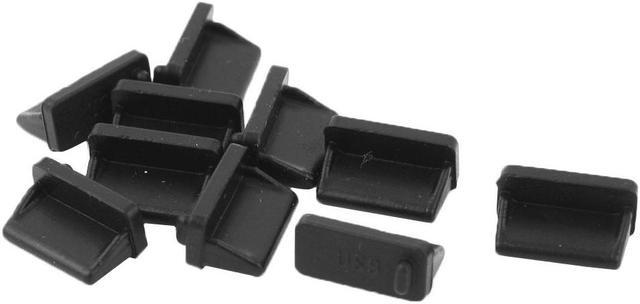 10Pcs Silicone USB Port Plug Cover Cap Anti Dust Protector Black for Female  End 