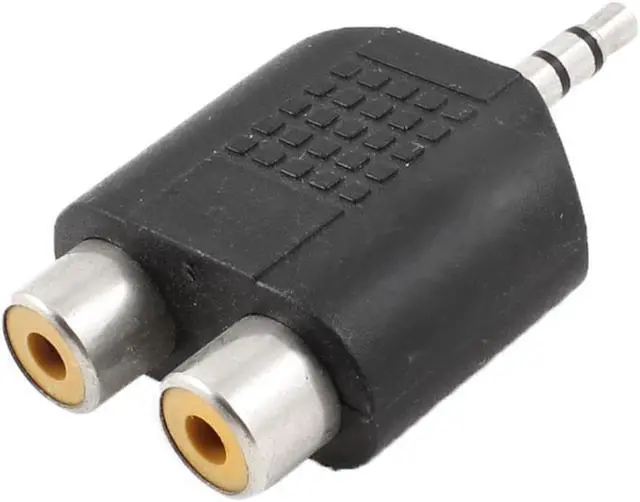 Main image of Unique Bargains 3.5mm Male to 2 RCA Female Plug Earphone Audio Adapter Black for MP3 MP4