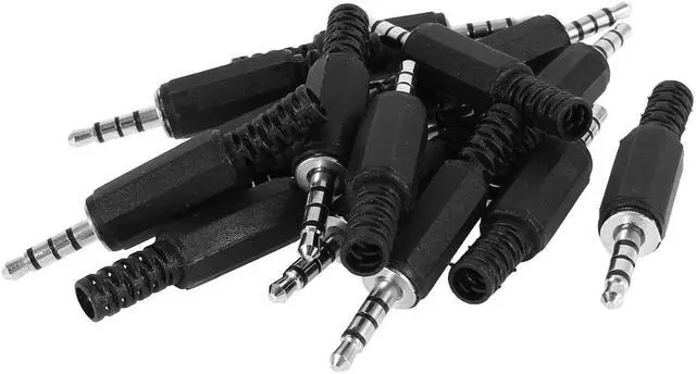 Main image of Unique Bargains 15 x Plastic Solder Type 3.5mm Stereo 3 Ring Male Plug Audio Cable Adapter Black