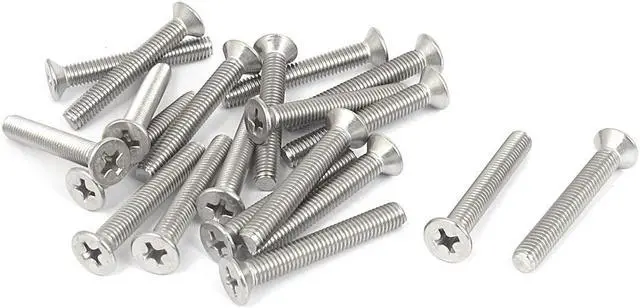 Main image of M5 x 32mm Thread Metric Phillips Flat Head Countersunk Bolts Screws 20pcs