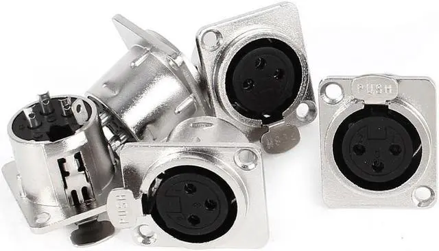 Main image of Audio Studio 3-Pin XLR Female Panel Mount Chassis Connector Adapter 5 Pcs