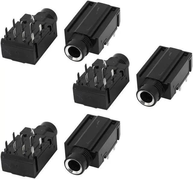 Main image of Unique Bargains 6 Pcs 9 Pins 1/4" 6.35mm Stereo Socket Headphones Jack PCB Panel Mount Adapter