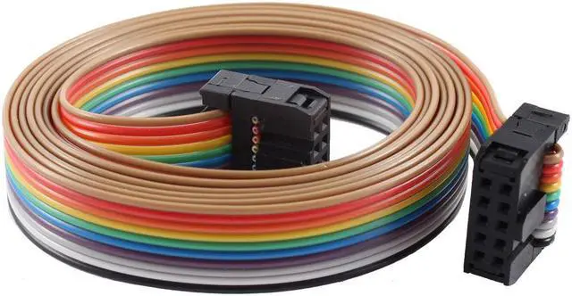 Main image of Unique Bargains 2.54mm Pitch 10 Pin 10 Way F/F Connector IDC Flat Rainbow Ribbon Cable 118cm