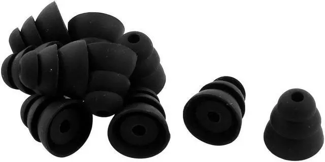 Main image of Unique Bargains Triple Flange Noise Cancellation in ear Earphone Pad Earbud Cap Tip Cover Replacement Black 10 Pcs