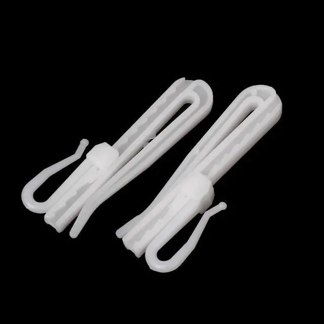 Alt view image 2 of 2 - 20pcs 7cm Length White Plastic Window Curtain Adjustable Hooks Hangers Clips