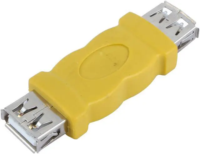 Main image of Unique Bargains Yellow Wireless USB 2.0 Dual Female Connector Adapter