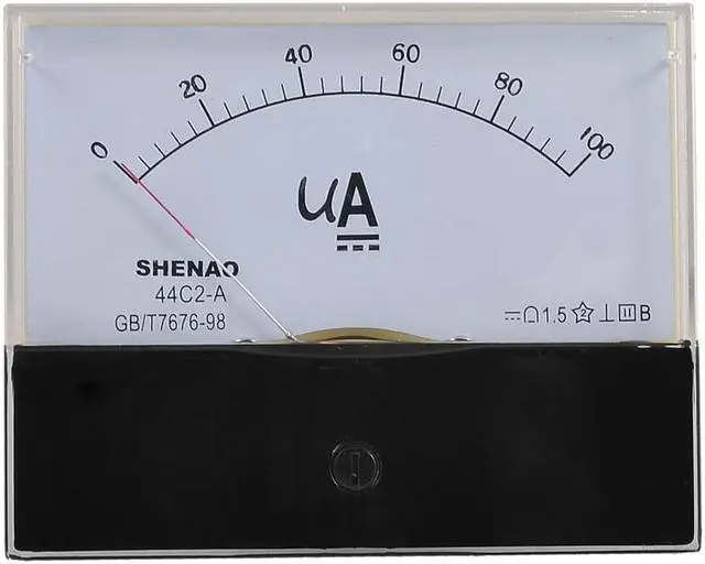 Main image of Unique Bargains Unique Bargains DC 0-100uA Analog Panel Meter Ammeter Clear Black 44C2 w Screws