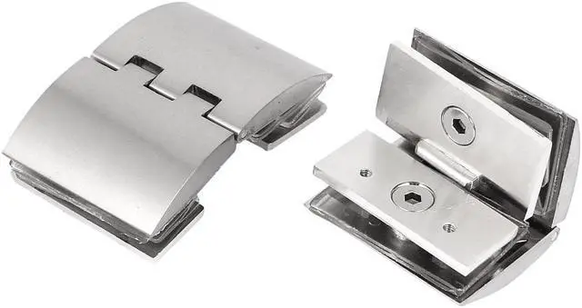 Main image of Unique Bargains 2pcs Frameless Shower Door Hinge 8mm Thickness Glass to Glass Clip Clamp