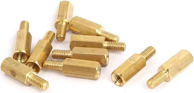 Main image of M3 Male to Female Thread Insulated Brass Standoff Hexagonal Spacer 10+6mm 10pcs