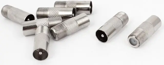 Main image of Unique Bargains 8 Pcs Metal F Type Female to TV PAL Male Plug Coaxial Coax Adapter RF Connector