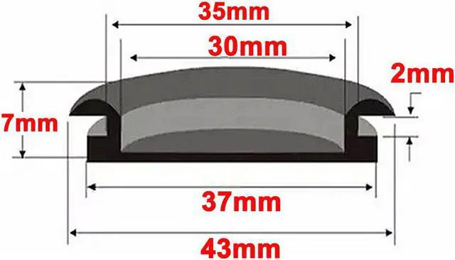Alt view image 4 of 4 - 5pcs Black Rubber Closed Blind Blanking Hole Wire Cable Gasket Grommets 35mm