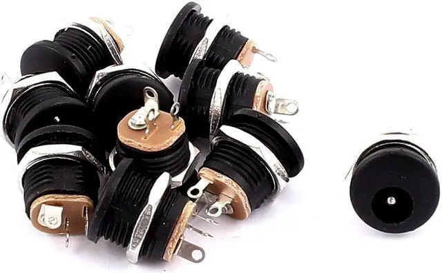 Main image of 10 Pcs Panel Mounted 2.1mm x 5.5mm DC Power Supply Jack Socket Connecor DC-022