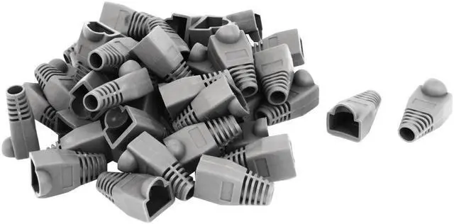 Main image of Unique Bargains Ethernet Network Gray Rubber RJ45 Plug Connector Boots Cover Cap Protector 50pcs