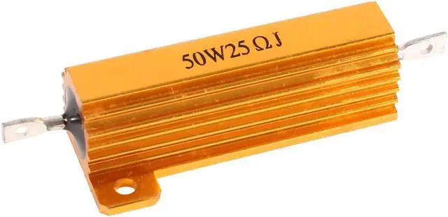 Main image of Unique Bargains 25 Ohm Screw Tap Mounted Audio Aluminum Wirewound Resistors 50W Gold Tone