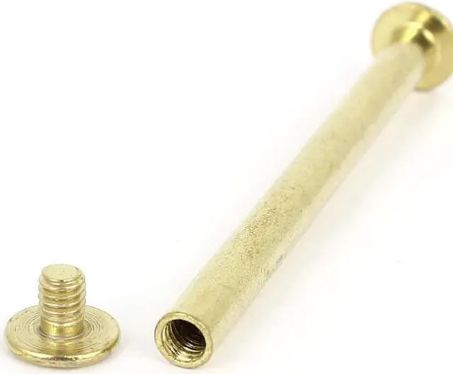 Alt view image 3 of 3 - Unique Bargains Brass Plated 5x60mm Binding Chicago Screw Post 20pcs for Leather Scrapbook