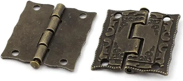 Main image of Antique Style Case Jewelry Box Door Cabinet Butt Hinges Bronze Tone 2PCS