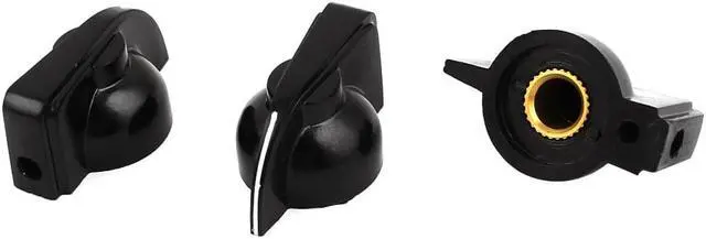 Main image of Unique Bargains 3 Pcs Black Plastic Rotary Switch Knobs Cpas 6mm Dia Shaft Hole