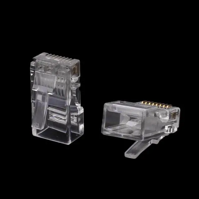 Alt view image 2 of 2 - Unique Bargains RJ45 8P8C CAT5 Modular Ethernet Network Cable LAN Connector End Clear 30pcs