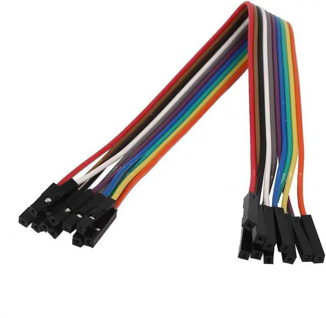 Main image of 2.54mm Pitch 10 Pin 10 Way F/F Connector Rainbow Ribbon Jumper Cable Wires 20cm