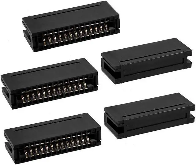 Main image of Unique Bargains 5 Pcs 26 Pin 2.54mm Pitch IDC Type Card Edge Slot Connector Black