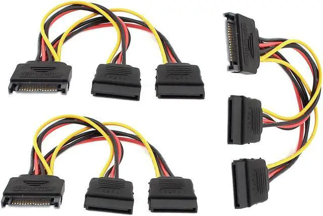 Main image of Unique Bargains 15 Pin SATA Male to Dual 15 Pin SATA Splitter Female Power Cable 3 Pcs