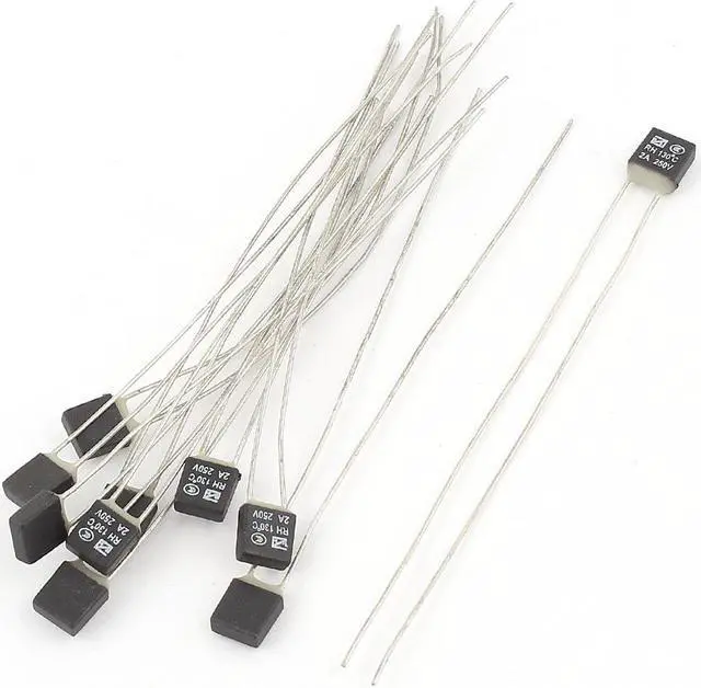 Main image of 10Pcs New RH 130C Double Lead Temperature Control Fusing Thermal Fuse 250V 2A