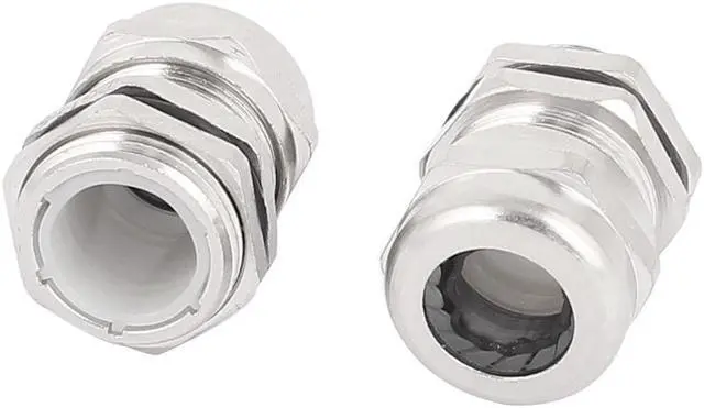 Main image of 2 Pcs 20mm Dia Thread PG13.5 Water Resistant Stainless Steel Cable Gland Joint