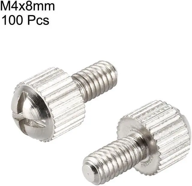 Alt view image 2 of 2 - 100pcs Computer PC Case Metal Knurled Head Phillips Thumb Screws M4x8mm
