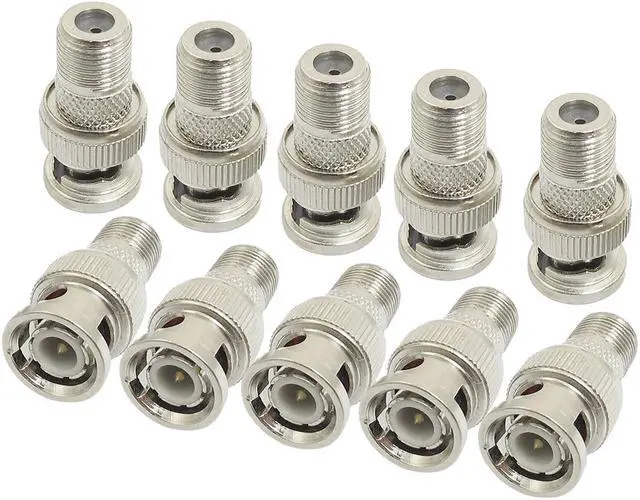 Main image of 10 Pcs Replacement BNC Male to F Female Plug Metal Adapter Connectors