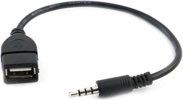 Main image of Plastic Car USB Female to AUX 3.5mm Male Audio Connector Cable Cord Black 22.8cm Long