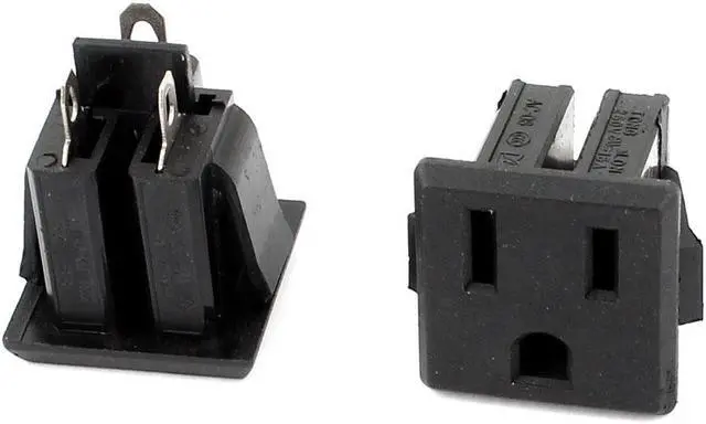 Alt view image 2 of 2 - AC 125V 15A US 3 Pins Panel Mounted Snap in Power Supply Female Socket Plug 2pcs