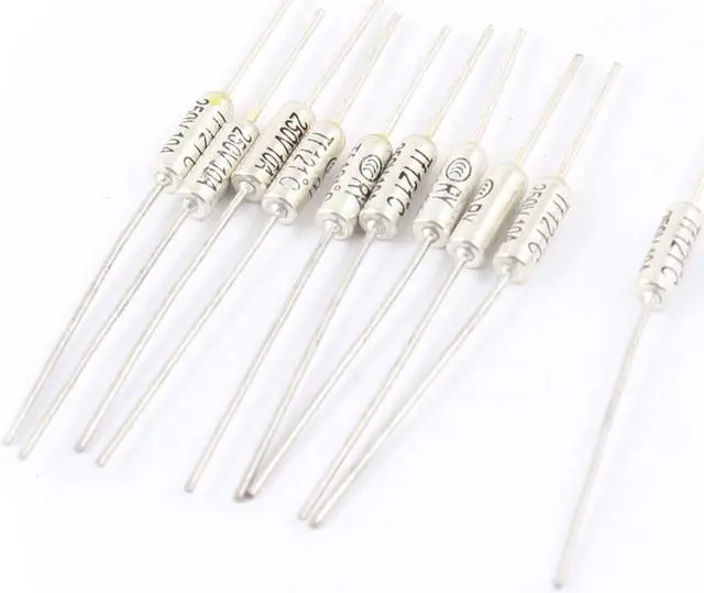 Main image of Unique Bargains 10 Pcs 250V 10A TF 121 Degree Celsius Cutoffs Temperature Thermal Fuse