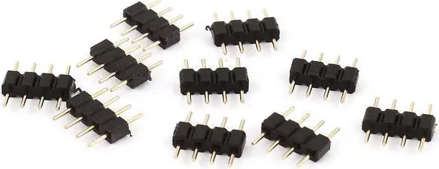 Main image of 10 Pieces 4-Pin 10mm Male to Male Connector Black for RGB LED Strip Lights