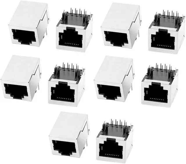 Main image of 10 Pcs RJ45 Modular Plug Jack 8P8C PCB Mount Socket Network Connectors Couplers
