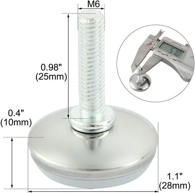 Alt view image 2 of 2 - Furniture Cabinet Glide Leveling Foot M6 x 25mm Threaded Screw On 8 Pcs