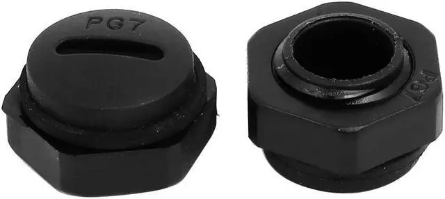 Alt view image 2 of 3 - PG7 Nylon Male Threaded Cable Gland Screw End Cap Cover Black 10pcs