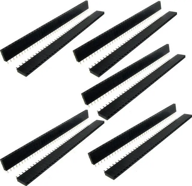 Main image of Unique Bargains 10 Pcs 1x40 Pin 2.54mm Pitch Straight Single Row PCB Female Headers